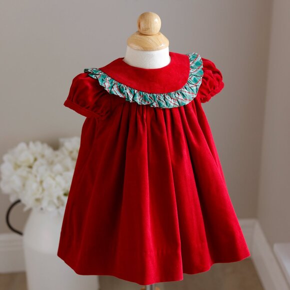 Red Cotton Corduroy Float Dress Plaid Trim Bailey Boys NWT Portrait Fall Winter - Picture 3 of 6